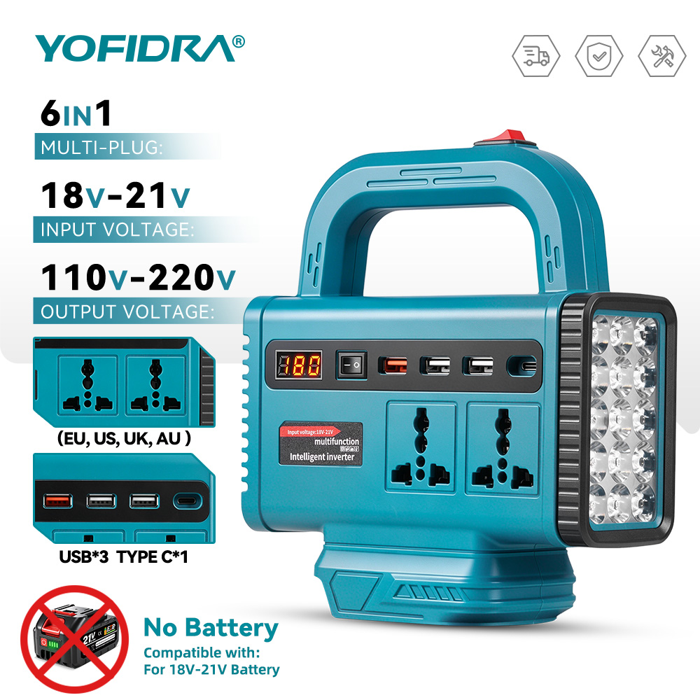 Outdoor Power Outlet - Inverter di potenza portatile YOFIDRA 220V,