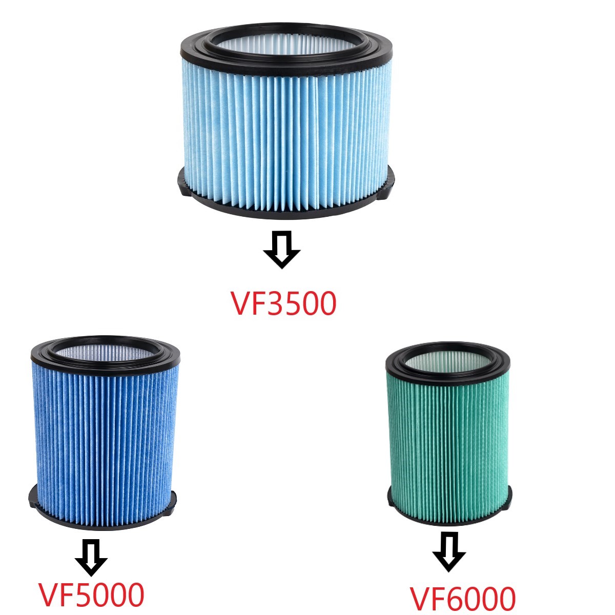 Wet Dry Vacuum Shop - Filtro di ricambio standard VF6000 VF5000